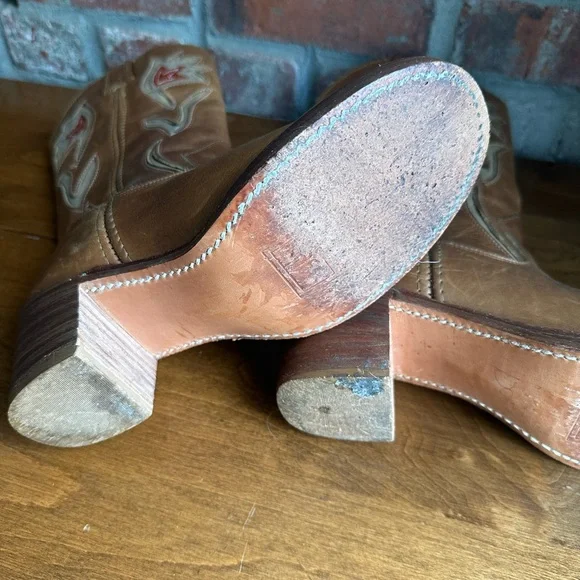 Frye Women's Tan Leather Western Boots - Picture 6 of 8